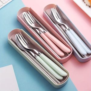 Elegant Stainless Steel Travel Cutlery Set ?C Reusable, Polished Finish, Portable & Versatile for Picnics, Camping and Daily Dining