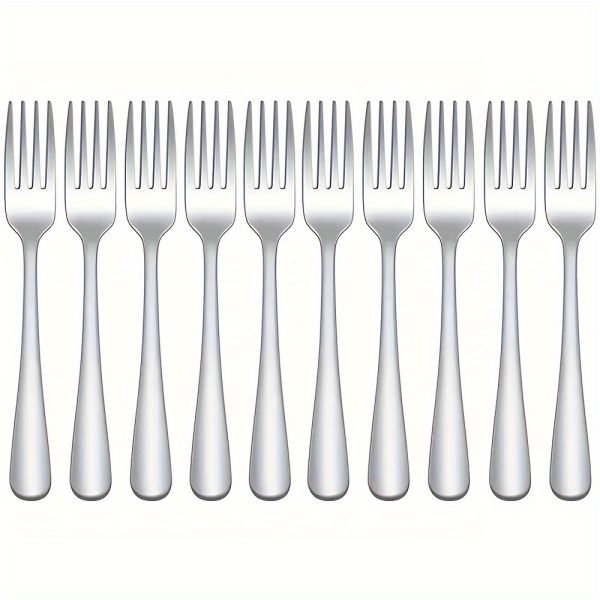 10pcs Stainless Steel Dinner Fork Set - Elegant Salad & Dessert Forks, Mirror Polished, Dishwasher Safe for Home, Kitchen, Restaurant Use Plates Dinnerware Set