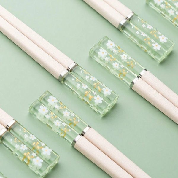 5 Pairs Sakura Pattern Alloy Steel Chopsticks - Heat-Resistant, Anti-Slip, High Quality Kitchen & Dining Tableware Set for Home & Restaurant Use