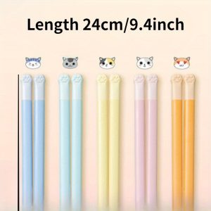 5pcs Cute Cat Claw Chopsticks in Vibrant Colors - Durable Alloy, 9.4