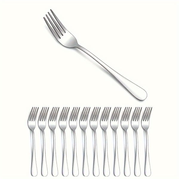 Elegant 12pcs Stainless Steel Dinner Fork Set - 6.7