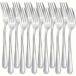 12-Piece Stainless Steel Fork Set - Elegant Dinner, Salad & Dessert Forks for Home, Restaurant Usage - Durable Cutlery Set