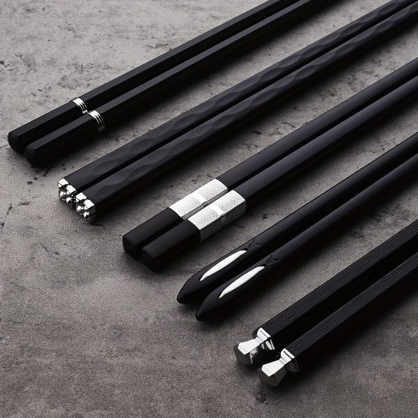 5 Pairs, Chopsticks, Alloy Chopsticks, Creative Kitchen Chopsticks, Household Alloy Chopsticks, Reusable Chopsticks, Non-slip Durable Household Chopsticks, Kitchen Stuff, Tableware For Restaurant Home Party Travel