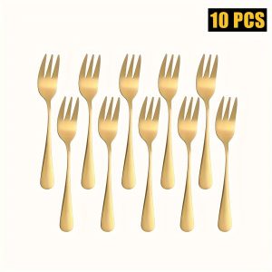 Durable Stainless Steel Dessert Forks Set - 5 F10pcs, Perfect for Fruit, Cake, Snacks & Salads - Ideal for Home, Restaurants, Parties & Weddings - Dishwasher Safe