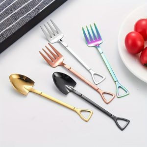 4pcs, Fruit Fork, Cake Fork, Dessert Fork, Silverware Set, Stainless Steel Creative Shape Tableware Fork, Cutlery, Dishwasher Safe Home Restaurant Hotel Party Gift For Friends, Coffee Bar Accessories, Halloween, Day Of The Dead, Christmas