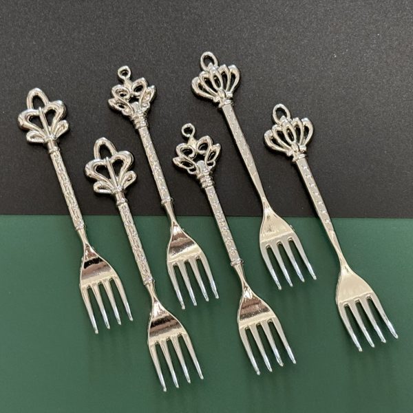 6pcs Elegant Vintage Crown-Shaped Dessert & Salad Fork Set - Perfect For Parties, Weddings, And Home Dining