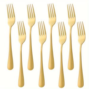 8pcs Set, Stainless Steel Cutlery Fork, Steak Fork, Dinner Fork, Fruit Fork, Dessert Fruit Fork, Western Food Cutlery, For Home Kitchen Restaurant Hotel, Kitchen Supplies, Tableware Accessories