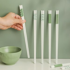 5-Pair Set Ceramic Chopsticks - Anti-Slip, Reusable, High-Temperature Resistant, Traditional Chinese Style - Ideal for Cooking, Dining, Dishwasher Safe - Perfect for Restaurant FHotel Use - Festive Holiday Designs for Christmas, Halloween, Thanksgiving