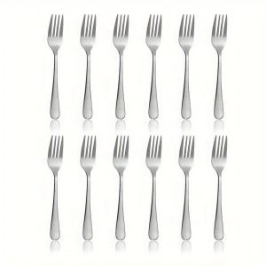 12PCS Dessert Fork Set, 5.4 Inches, Stainless Steel Pastry Fork, Fruit Appetizer Fork, Cake, Cheese Fork, For Party Travel, Caf??, Restaurant, Easy To Clean, Dishwasher Safe