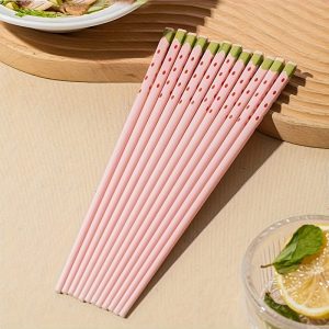 Chic Strawberry Ceramic Chopsticks - Reusable, High-Temperature Resistant & Mold-Free for Elegant Dining Experience