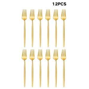 6 F12pcs Dinner Forks Gold Stainless Steel Fork Silverware Set Dessert Forks Dinner Forks Family Gathering Kitchen Or Restaurant Salad Forks Dishwasher Safe