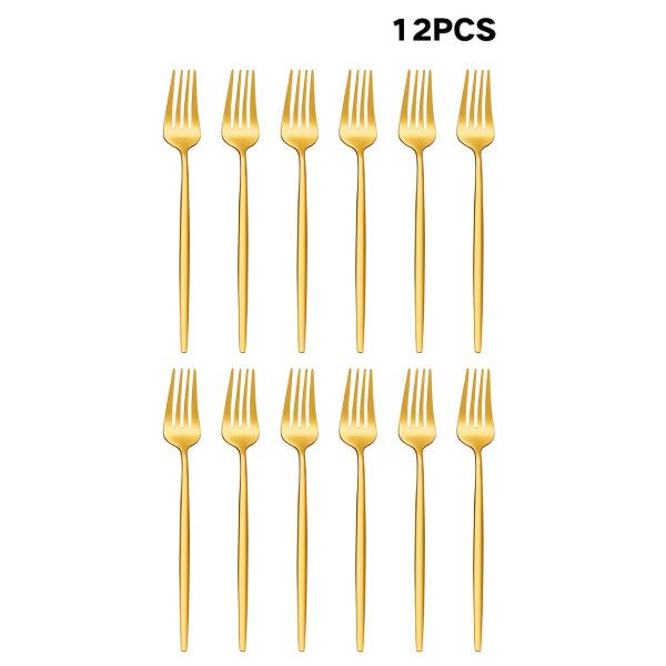 6 F12pcs Dinner Forks Gold Stainless Steel Fork Silverware Set Dessert Forks Dinner Forks Family Gathering Kitchen Or Restaurant Salad Forks Dishwasher Safe