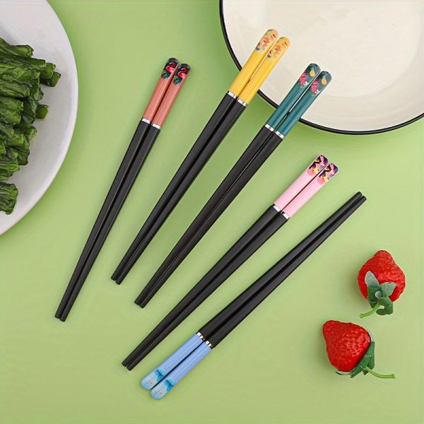 5 F10 Pairs Japanese Chopsticks Set, Reusable High-Temperature Resistant PET Material, Ideal for Home, Hotel, Restaurant, Outdoor Use, Kitchen Utensils - Perfect for Christmas, Halloween, Easter, Father's & Mother's Day Gifts