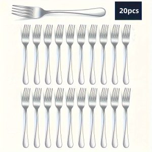 20-Piece Stainless Steel Dinner Forks Set - Elegant Mirror Polished Flatware for Main Courses, Salad, Dessert - Dishwasher Safe Cutlery